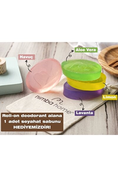 Nimba Home Doğal Roll-on Nane & Sedir Ağacı - Vegan Roll-on Deodorant 50 Cc (1 ADET SEYAHAT SABUNU HEDİYE)