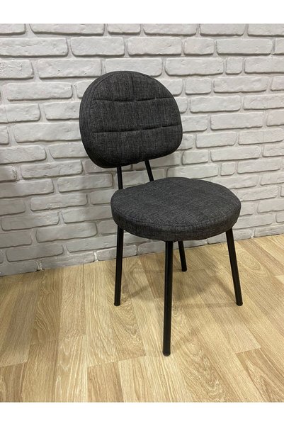 BAMBEDS MOBİLYA 4 Adet Poverty Sandalye Antrasit Gri Mutfak Salon Yemek Odası Sandalyesi Metal Ayak