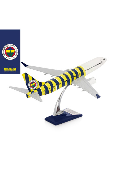 Fenerium Zekupp Boeing 737-800 1/100 Ölçek Fenerbahçe Lisanslı Çubuklu Tasarım Maket Uçak
