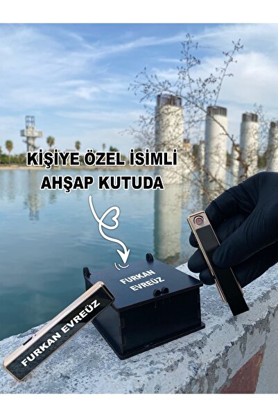 birdoz avm Kişiye Özel Isimli Özel Üretim Şarjlı Lüks Çakmak & Özel Ahşap Kut...