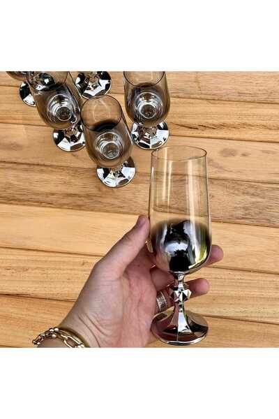 EVRA Bohemia KRİSTAL Gümüş Titanyum Kahve Yanı Su Bardağı m2