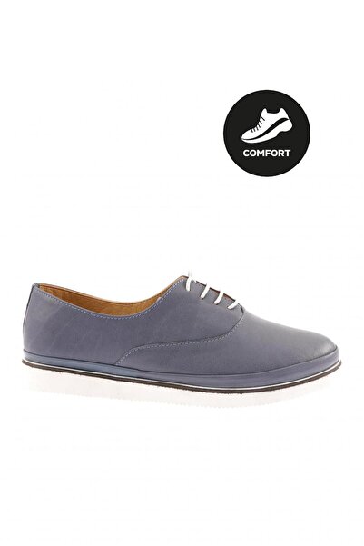 DGN Women's Lace-Up Comfort Shoes Denim Blue Genuine Leather 11043222