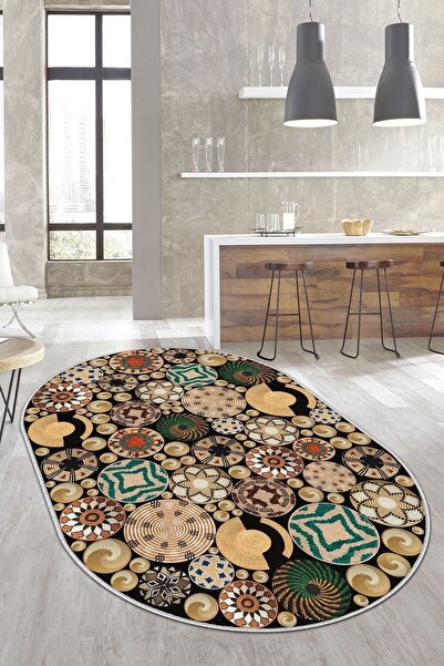 West Home Dijital Baskı Yıkanabilir Kaymaz Taban Salon Halısı Mutfak Halısı Y...