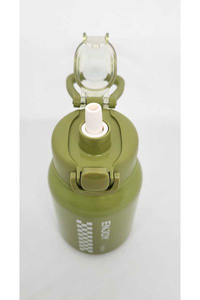 Shotay Chess ST-8150 600ml Green Flask Thermos - Use with/without Steel Straw