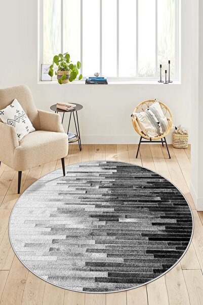 West Home سجادة مطبخ رمادية مستديرة قابلة للغسل ومضادة للانزلاق ومضادة للبقع