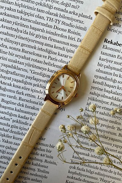 Parlé Bien Kadın Deri Bej Minimal Vintage Çelik Kol Saati