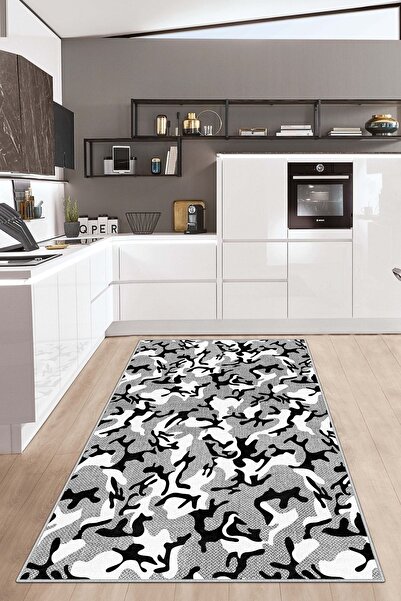 West Home Dijital Baskı Yıkanabilir Kaymaz Taban Salon Halısı Mutfak Halısı Y...