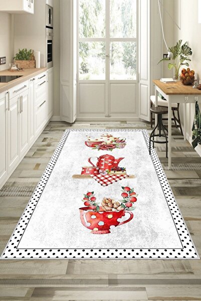 West Home Dijital Baskılı Yıkanabilir Kaymaz Taban Mutfak Halısı