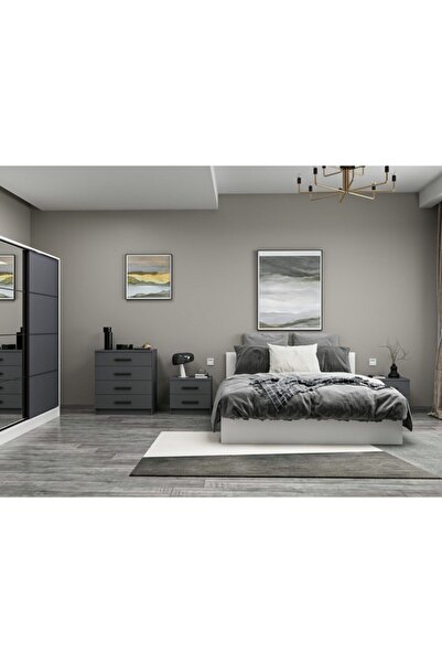 Minar Kale190 Yatak Odası Set 58 Beyaz Antrasit