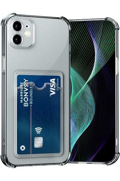 GAGA ELEKTRONİK iPhone 11 Transparent Card Holder Antishock Camera Protection Case