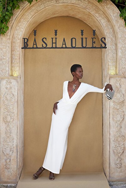 Bashaques White Orchid Likralı Elbise