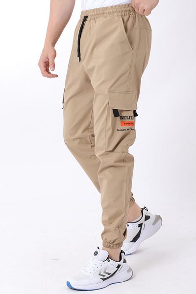 Stilkombin Τυπωμένο αλεξίπτωτο ύφασμα Cargo/Jogger Bottom - Ελαστικό πόδι PLDP 02_0347