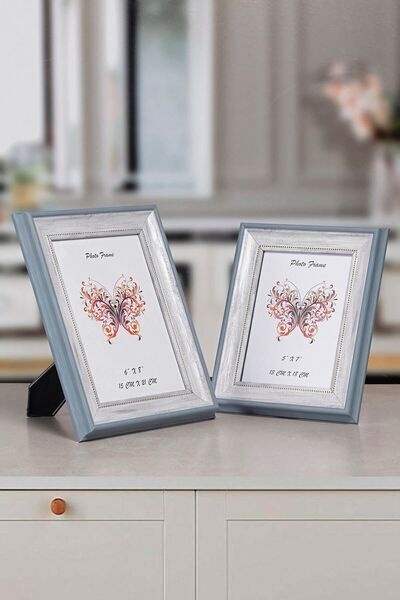 Seniste Oslo Dekoratif Resim Çerçevesi 2'li Mavi Ayarlanabilir Ayaklı - Duvar...