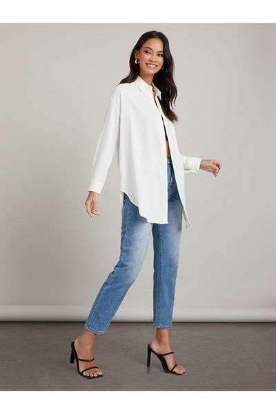 Styli Button Through Oversized Longline Shirt