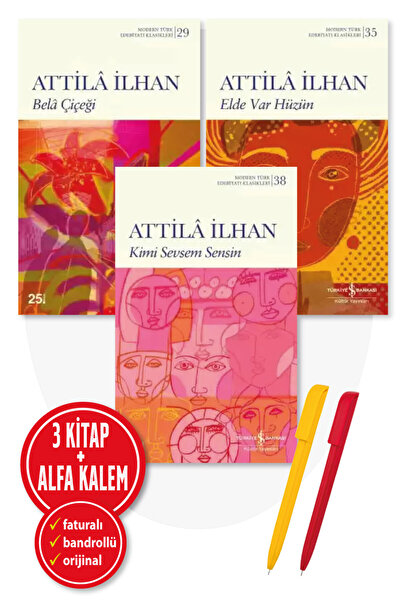 TÜRKİYE İŞ BANKASI KÜLTÜR YAYINLARI Alfa Kalem + Atilla İlhan 3 kitap set (Be...
