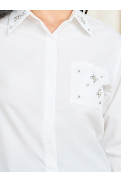 Styli Embellished Detail Button Front Shirt