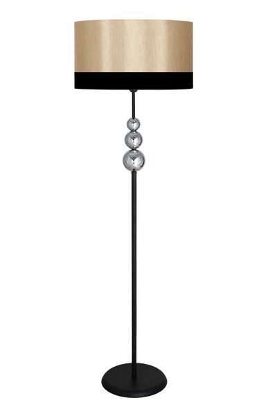 Vinner Üçlü Krom Küre Tek Ayaklı Siyah Metal Lambader - Siyah Vizon