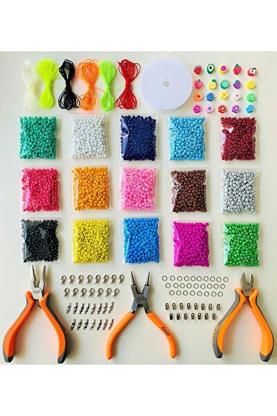 yağmur gökçe رقم: 61 مجموعة هواية شاملة مع كماشة (3 كماشة - خرزة رملية - فيمو)