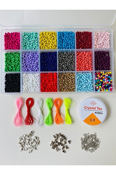 yağmur gökçe No:80 Kutulu Karışık Renk Kum Boncuk Hobi Takı Yapım Seti Malzem...