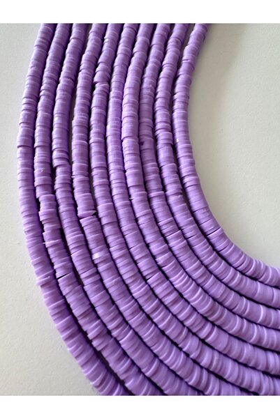 LİVZA BİJUTERİ Fimo Boncuk Dizisi,40cm Hamur Boncuk Fimo Dizi 6mm Mor Renk Po...