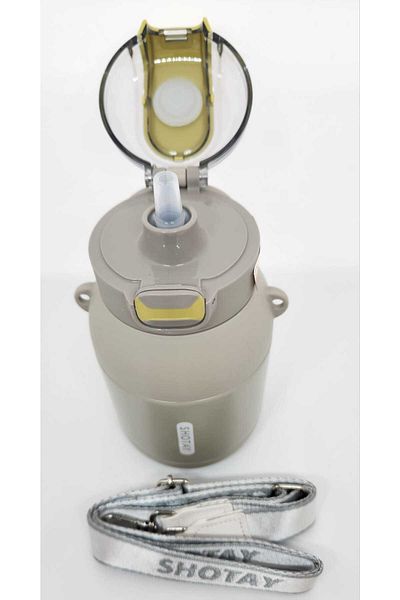Shotay Dome ST-8081 800ml Gray Thermos Flask - Use with Steel Straw and Without Straw