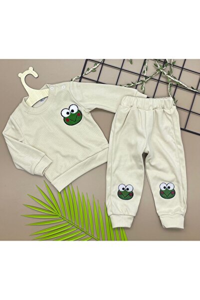 minibird baby طقم مكون من قطعتين - تفاصيل تطريز الضفدع