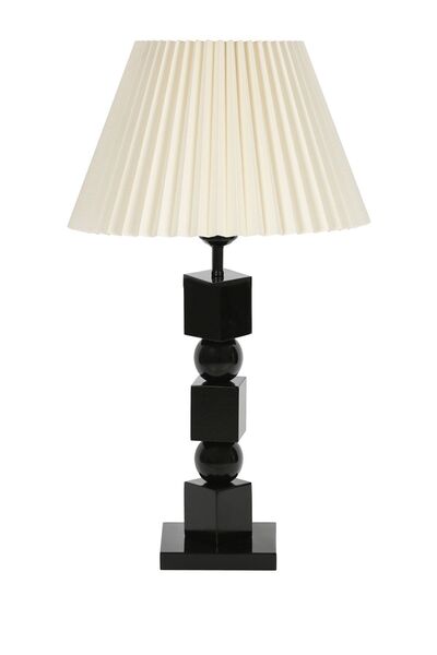 Vinner Geometry Siyah Ahşap Abajur - Krem Kırma