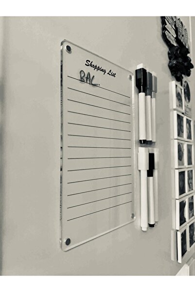 Genel Markalar KALEMSİZ Mıknatıslı Alışveriş Eksik Listesi (SHOPPING LIST) (SİYAH UV BASKILI)