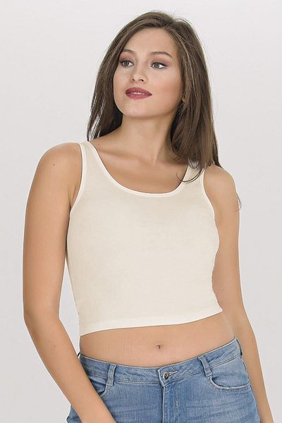 Sensu Women's Thick Straps Ecru Crop Bustier - Bst1008