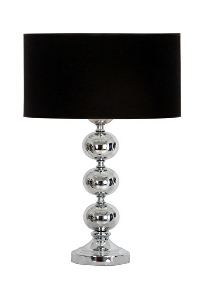 Vinner Krom Kaplama Trois Üçlü Küre Desenli Metal Abajur - Siyah