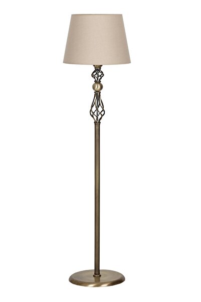 Vinner Eskitme Kaplama Şelale Düz Metal Tek Ayaklı Lambader - Konik Krem