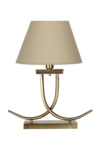 Vinner Koch Eskitme Mat Gold Kaplama Metal Abajur - Hasır Bej