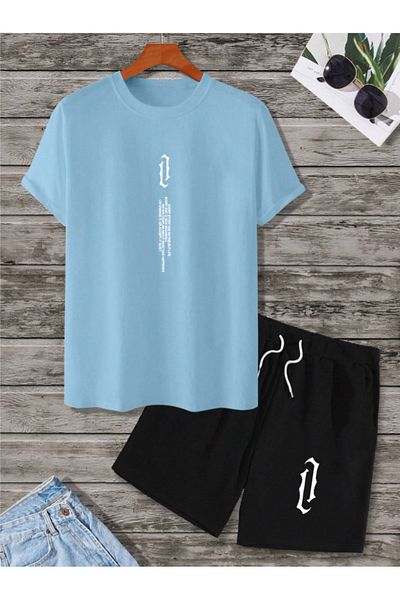 Revasser Colorful Vertical Printed Unisex Shorts T-shirt Set