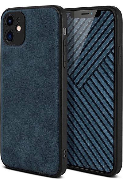 m.tk moveteck İphone 11 Kılıf Kamera Çıkıntılı Leather Deri Görünümlü Yumuşak Renkli Lansman Silikon Kapak