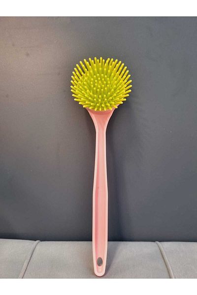 Lider MAGNESİA Pink Long Handle Silicone Head Dishwashing and Sink Cleaning Brush