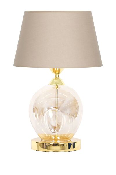 Vinner Nation Gold Metal Ayaklı Cam Abajur - Gold Şeritli Haki Yeşil