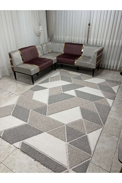 Emirbaş Geometik Desen Modern Dokuma Bukleli Salon Oturma Çocuk Odası Halısı