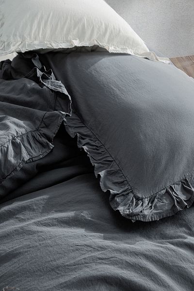 Macas Home Graphite 100% Cotton Frilly Single Duvet Cover Set 160*220 GRPHTTKT