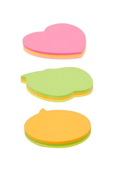 KRAF 225 Sheets 3-Piece Adhesive Note Paper Set - Heart, Apple, Balloon