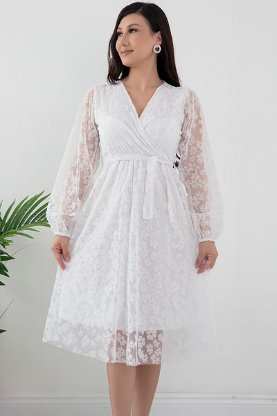 PULLIMM Rochie cu decolteu dublu cu decolteu flocat - 2023-0087