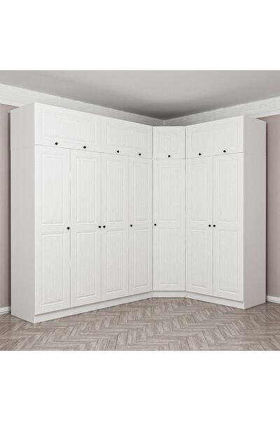 Minar Kale210 7 Kapaklı 2 Çek Köşe Dolap + Yüklük Byz Mebran