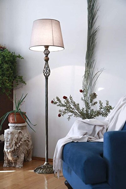 Vinner Eskitme Kaplama Burgulu Modern Metal Lambader - Başlık Rengi Hasır Kahve’dir.