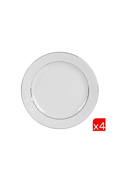 Porland Hazan Platinum Gilded Flat Plate 25cm 4-Piece 04POR031150