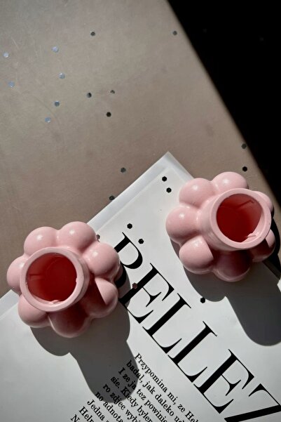 Kleos Atelier Daisy İkili Papatya Şamdan - Beton Dekor Şamdan