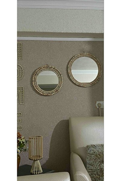 BOHEM Tahta Boncuklu Ayna 30cm 25cm & Boncuklu Ayna & Salon Aynası & Dekorati...