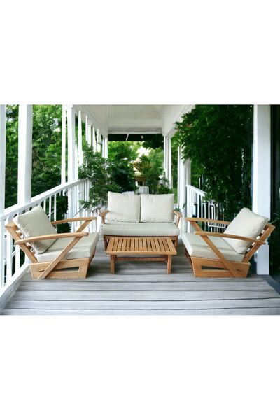zerkaconcept Monza Bahçe Balkon Masf Kestane Ahşap Kollu Koltuk Takım 1 Adet ...