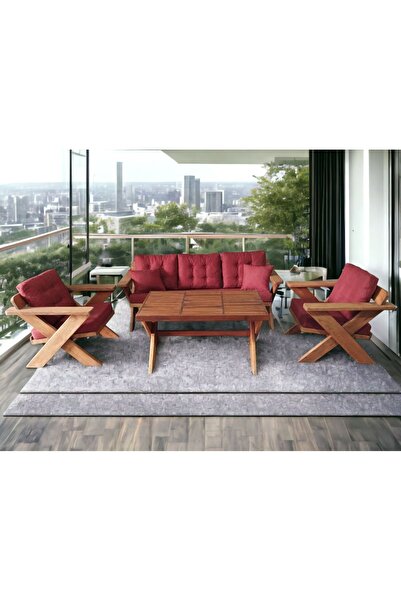 zerkaconcept Berlin Masif Ahşap Bahçe Balkon Koltuk Takım Kestane Ağac 1 adet...