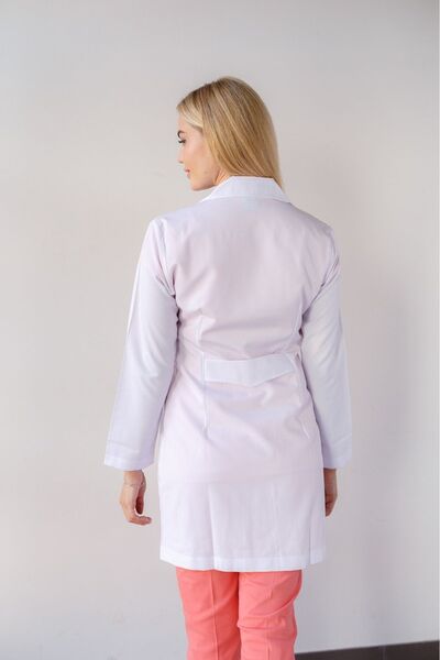 AREL TEKSTİL Women's Lab Coat Shirt Collar Doctor's Coat Nurse Pharmacist Teacher Lab Coat Alpaca Fabric