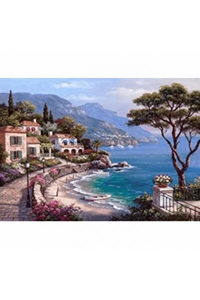 Pastelya Sayılarla Boyama Seti Çerçeveli Kasnaklı Sahil Manzarası 50 X 65 Cm