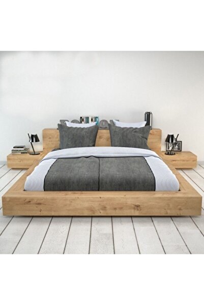 zerkaconcept Henry Masif Panel Ahşap Karyola Ve Komodinli Takım